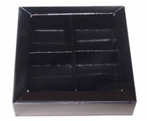 Windowbox 66x66x19mm 4 division noir laque 